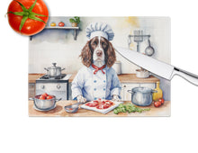 Load image into Gallery viewer, English Springer Spaniel The Chef Glass Cutting Boards – Durable, Decorative Kitchen Art