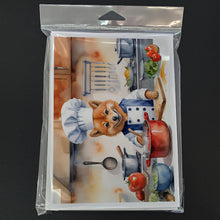 Load image into Gallery viewer, Finnish Spitz The Chef Greeting Cards - Blank Note Cards – 8-Pack of Artist-Designed Cards with Envelopes