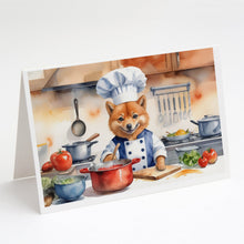 Load image into Gallery viewer, Finnish Spitz The Chef Greeting Cards - Blank Note Cards – 8-Pack of Artist-Designed Cards with Envelopes