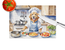 Load image into Gallery viewer, Golden Retriever The Chef Glass Cutting Boards – Durable, Decorative Kitchen Art