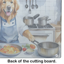 Load image into Gallery viewer, Golden Retriever The Chef Glass Cutting Boards – Durable, Decorative Kitchen Art