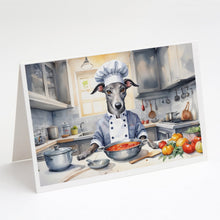 Load image into Gallery viewer, Greyhound The Chef Greeting Cards - Blank Note Cards – 8-Pack of Artist-Designed Cards with Envelopes