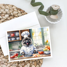 Load image into Gallery viewer, Keeshond The Chef Greeting Cards - Blank Note Cards – 8-Pack of Artist-Designed Cards with Envelopes