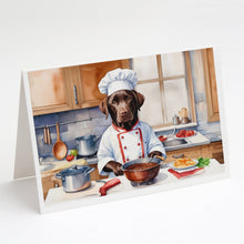 Load image into Gallery viewer, Chocolate Labrador Retriever The Chef Greeting Cards - Blank Note Cards – 8-Pack of Artist-Designed Cards with Envelopes