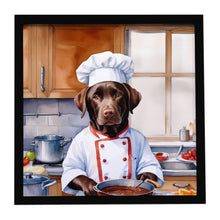 Load image into Gallery viewer, Chocolate Labrador Retriever The Chef Framed Metal Print