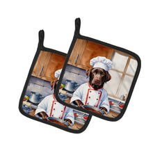 Load image into Gallery viewer, Chocolate Labrador Retriever The Chef Pot Holders - Set of 2 Decorative Kitchen Helpers | Made in the USA