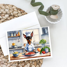 Load image into Gallery viewer, Miniature Pinscher The Chef Greeting Cards - Blank Note Cards – 8-Pack of Artist-Designed Cards with Envelopes