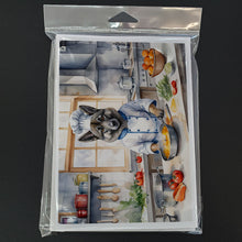 Load image into Gallery viewer, Norwegian Elkhound The Chef Greeting Cards - Blank Note Cards – 8-Pack of Artist-Designed Cards with Envelopes