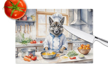 Load image into Gallery viewer, Norwegian Elkhound The Chef Glass Cutting Boards – Durable, Decorative Kitchen Art