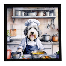Load image into Gallery viewer, Old English Sheepdog The Chef Framed Metal Print