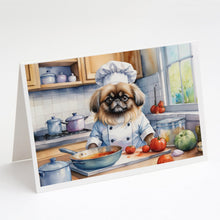Load image into Gallery viewer, Pekingese The Chef Greeting Cards - Blank Note Cards – 8-Pack of Artist-Designed Cards with Envelopes