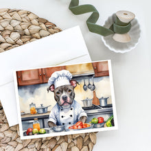 Load image into Gallery viewer, Pit Bull Terrier The Chef Greeting Cards - Blank Note Cards – 8-Pack of Artist-Designed Cards with Envelopes
