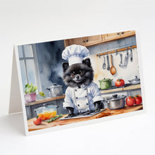 Load image into Gallery viewer, Pomeranian The Chef Greeting Cards - Blank Note Cards – 8-Pack of Artist-Designed Cards with Envelopes