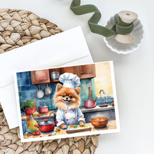 Load image into Gallery viewer, Pomeranian The Chef Greeting Cards - Blank Note Cards – 8-Pack of Artist-Designed Cards with Envelopes
