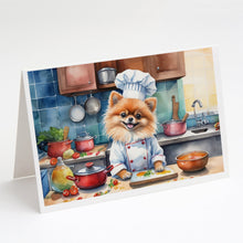 Load image into Gallery viewer, Pomeranian The Chef Greeting Cards - Blank Note Cards – 8-Pack of Artist-Designed Cards with Envelopes