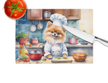 Load image into Gallery viewer, Pomeranian The Chef Glass Cutting Boards – Durable, Decorative Kitchen Art