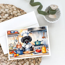 Load image into Gallery viewer, Black Poodle The Chef Greeting Cards - Blank Note Cards – 8-Pack of Artist-Designed Cards with Envelopes