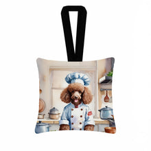 Load image into Gallery viewer, Chocolate Poodle The Chef Hanging Square Fabric Ornament 3.5 × 3.5