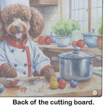 Load image into Gallery viewer, Chocolate Poodle The Chef Glass Cutting Boards – Durable, Decorative Kitchen Art