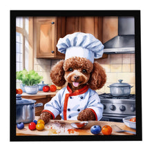 Load image into Gallery viewer, Chocolate Poodle The Chef Framed Metal Print