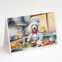 Load image into Gallery viewer, White Poodle The Chef Greeting Cards - Blank Note Cards – 8-Pack of Artist-Designed Cards with Envelopes