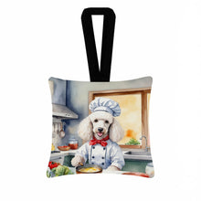 Load image into Gallery viewer, White Poodle The Chef Hanging Square Fabric Ornament 3.5 × 3.5