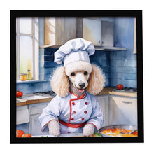 Load image into Gallery viewer, White Poodle The Chef Framed Metal Print