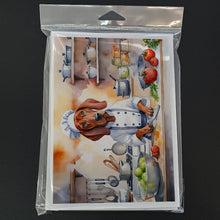 Load image into Gallery viewer, Redbone Coonhound The Chef Greeting Cards - Blank Note Cards – 8-Pack of Artist-Designed Cards with Envelopes