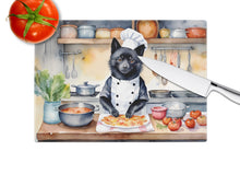 Load image into Gallery viewer, Schipperke The Chef Glass Cutting Boards – Durable, Decorative Kitchen Art