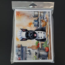 Load image into Gallery viewer, Scottish Terrier The Chef Greeting Cards - Blank Note Cards – 8-Pack of Artist-Designed Cards with Envelopes