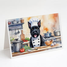 Load image into Gallery viewer, Scottish Terrier The Chef Greeting Cards - Blank Note Cards – 8-Pack of Artist-Designed Cards with Envelopes
