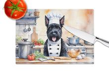 Load image into Gallery viewer, Scottish Terrier The Chef Glass Cutting Boards – Durable, Decorative Kitchen Art