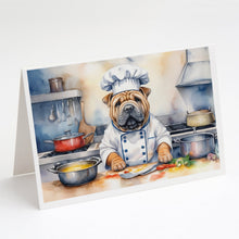 Load image into Gallery viewer, Shar Pei The Chef Greeting Cards - Blank Note Cards – 8-Pack of Artist-Designed Cards with Envelopes
