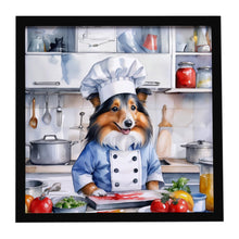 Load image into Gallery viewer, Sheltie The Chef Framed Metal Print