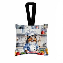 Load image into Gallery viewer, Sheltie The Chef Hanging Square Fabric Ornament 3.5 × 3.5