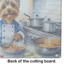 Load image into Gallery viewer, Silky Terrier The Chef Glass Cutting Boards – Durable, Decorative Kitchen Art