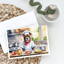 Load image into Gallery viewer, Staffordshire Bull Terrier The Chef Greeting Cards - Blank Note Cards – 8-Pack of Artist-Designed Cards with Envelopes