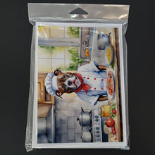 Load image into Gallery viewer, Staffordshire Bull Terrier The Chef Greeting Cards - Blank Note Cards – 8-Pack of Artist-Designed Cards with Envelopes