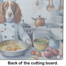 Load image into Gallery viewer, Welsh Springer Spaniel The Chef Glass Cutting Boards – Durable, Decorative Kitchen Art
