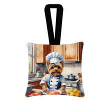 Load image into Gallery viewer, Yorkie Yorkshire Terrier The Chef Hanging Square Fabric Ornament 3.5 × 3.5