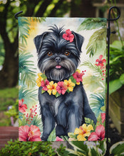 Load image into Gallery viewer, Affenpinscher Luau Garden Flag – Tropical Dog Decor with Hibiscus &amp; Palm Leaves