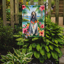 Load image into Gallery viewer, Afghan Hound Luau Garden Flag – Tropical Dog Decor with Hibiscus &amp; Palm Leaves
