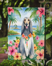 Load image into Gallery viewer, Afghan Hound Luau Garden Flag – Tropical Dog Decor with Hibiscus &amp; Palm Leaves