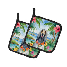 Load image into Gallery viewer, Afghan Hound Luau Pot Holders - Set of 2 Decorative Kitchen Helpers | Made in the USA