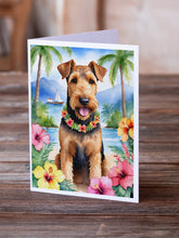 Load image into Gallery viewer, Airedale Terrier Luau Greeting Cards - Blank Note Cards – 8-Pack of Artist-Designed Cards with Envelopes