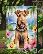 Load image into Gallery viewer, Airedale Terrier Luau Garden Flag – Tropical Dog Decor with Hibiscus &amp; Palm Leaves