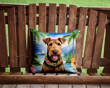Load image into Gallery viewer, Airedale Terrier Luau Throw Pillow - 14x14 Decorative Pillow – Art for Your Home &amp; Patio