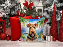 Load image into Gallery viewer, Airedale Terrier Luau Throw Pillow - 14x14 Decorative Pillow – Art for Your Home &amp; Patio