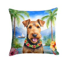 Load image into Gallery viewer, Airedale Terrier Luau Throw Pillow - 14x14 Decorative Pillow – Art for Your Home &amp; Patio