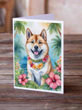 Load image into Gallery viewer, Akita Luau Greeting Cards - Blank Note Cards – 8-Pack of Artist-Designed Cards with Envelopes